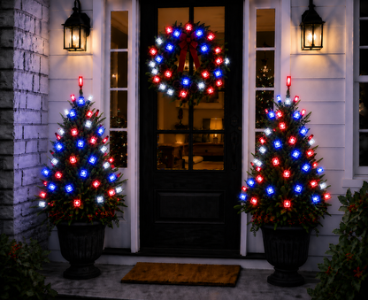 5MM 50L Light Set BALLED - 6" White Cord - PATRIOTIC(RD/PW/BL) — view 2