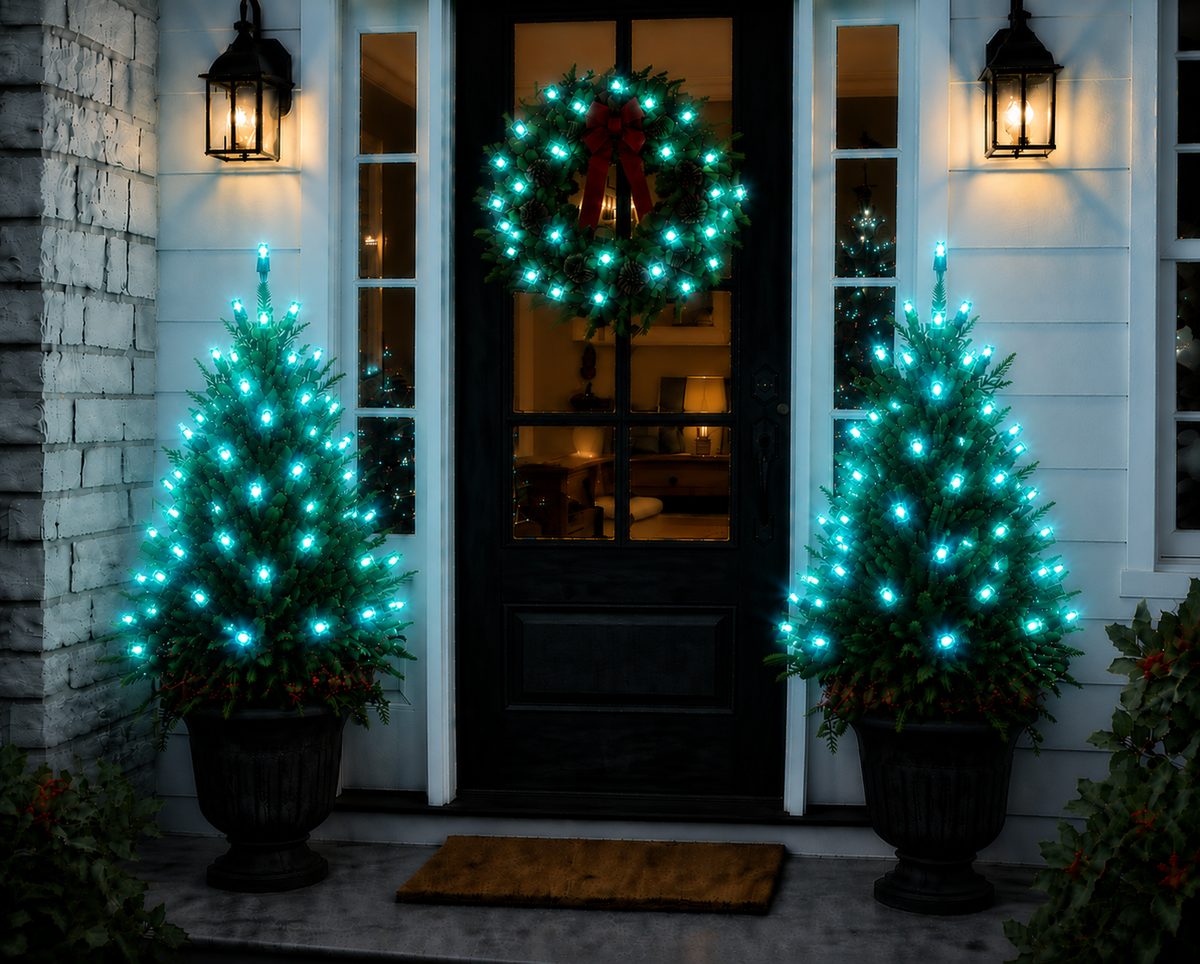 Teal 5MM LED Light Set - 50 Lights - 6" Spacing - Green Wire — view 2
