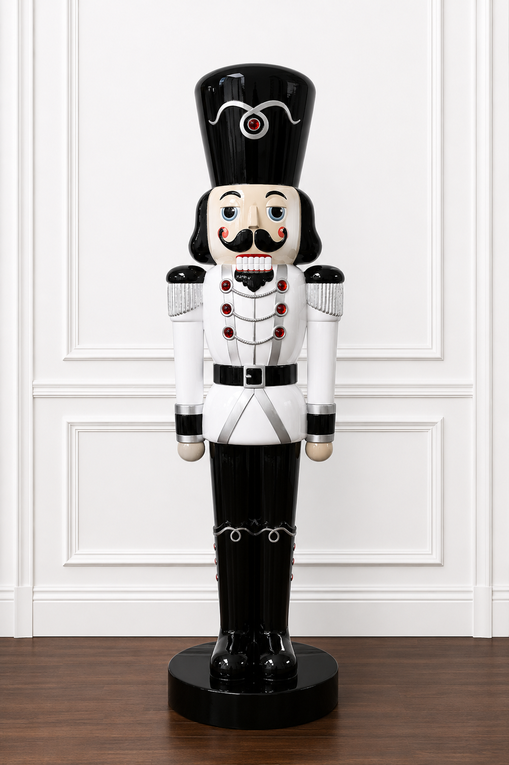 6' Jeweled Nutcracker Resin Display - Black / White — view 2