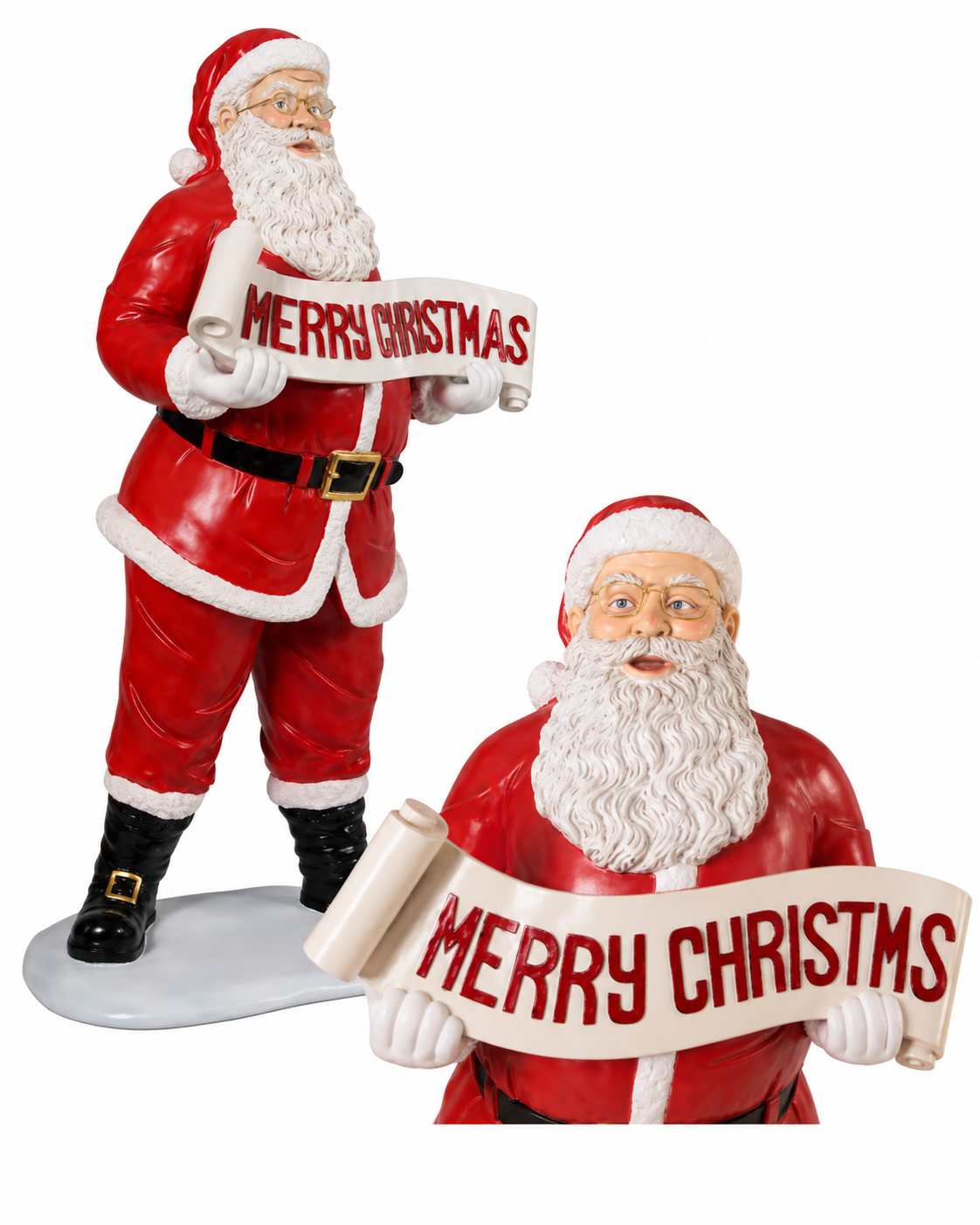 5' Santa with Christmas Banner Resin Display — view 1