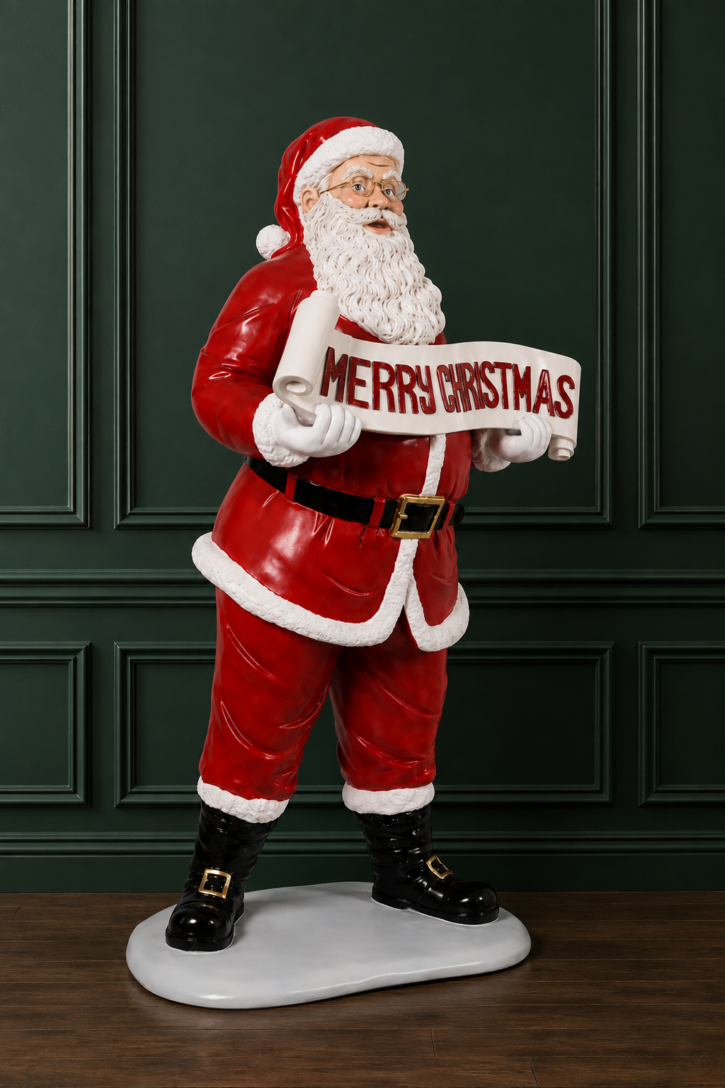 5' Santa with Christmas Banner Resin Display — view 2