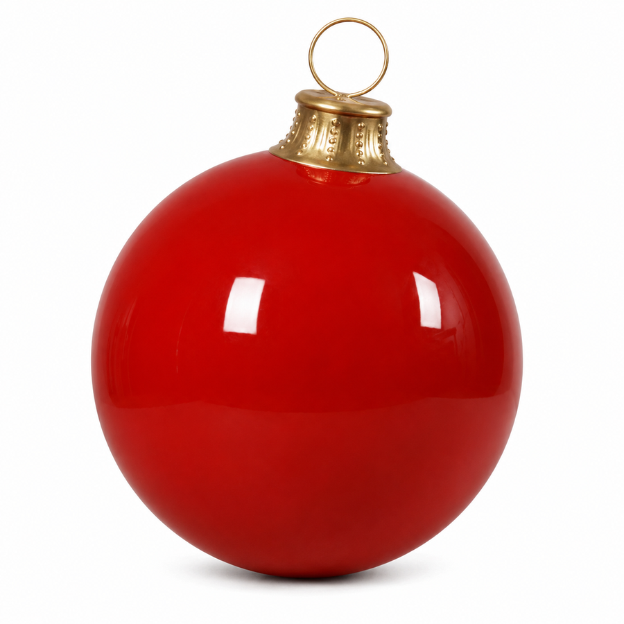 44" Ornament Ball with Metal Stand Resin Display, Red Red