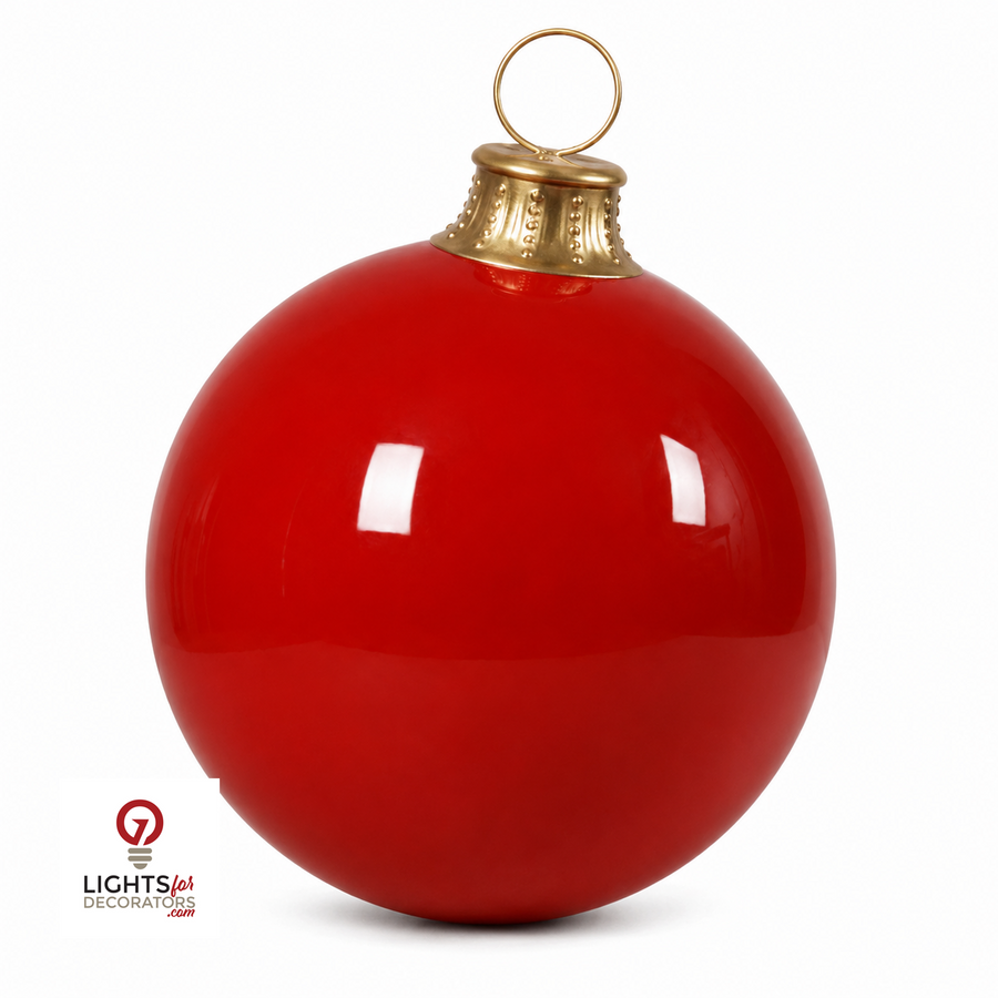 44" Ornament Ball with Metal Stand Resin Display, Red Red