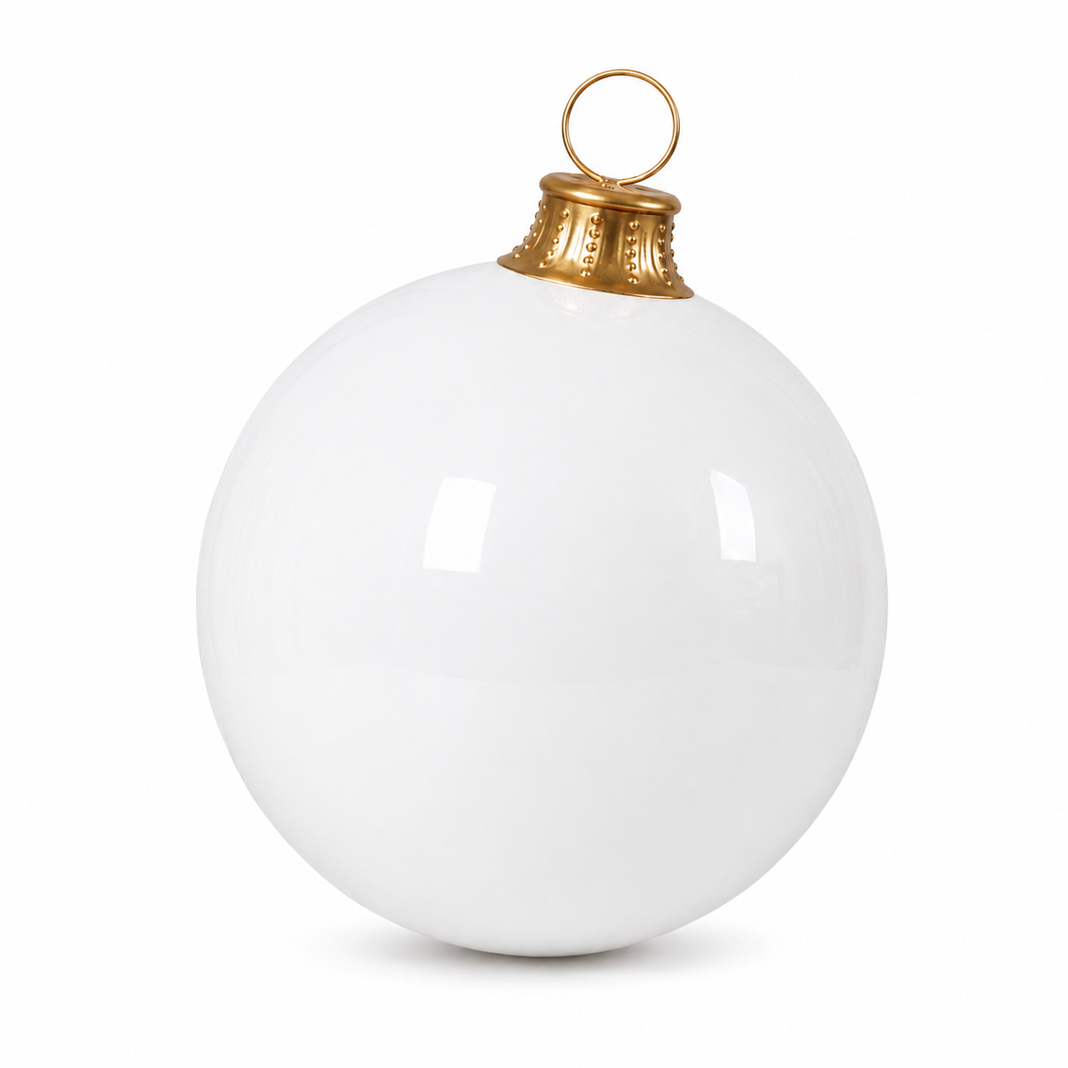 44" Ornament Ball with Metal Stand Resin Display, White — view 1