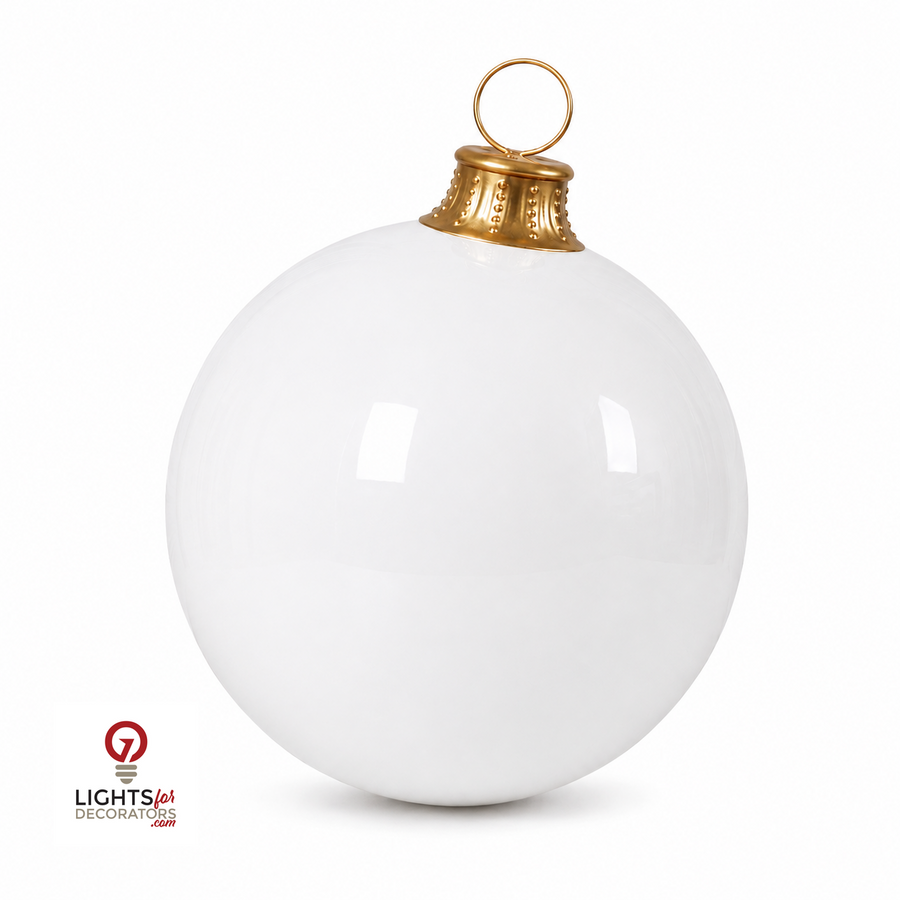 44" Ornament Ball with Metal Stand Resin Display, White White