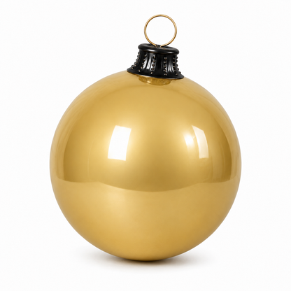 44" Ornament Ball with Metal Stand Resin Display, Gold — view 1