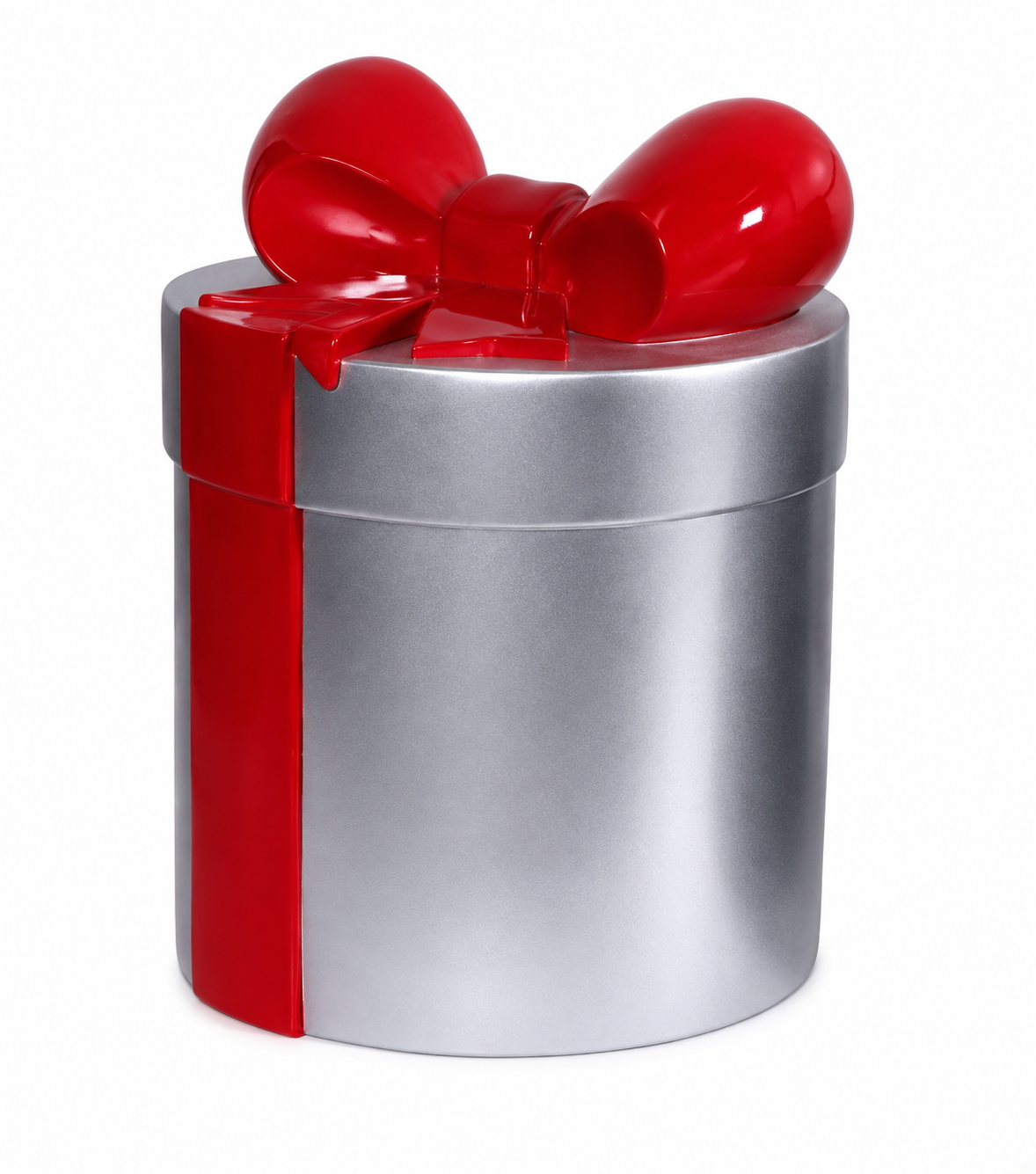22" Round Gift Box Resin Display - Silver — view 1