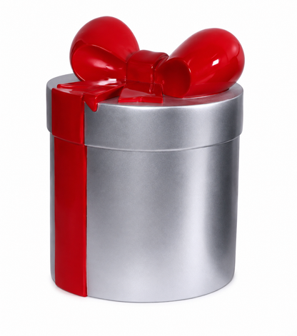22" Round Gift Box Resin Display - Silver — view 1