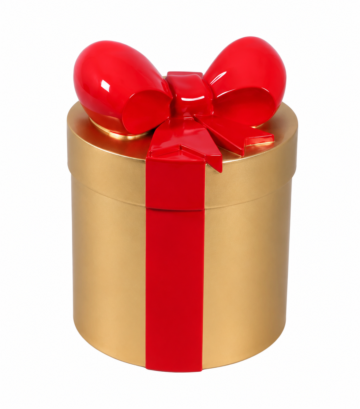 22" Round Gift Box Resin Display - Gold — view 1