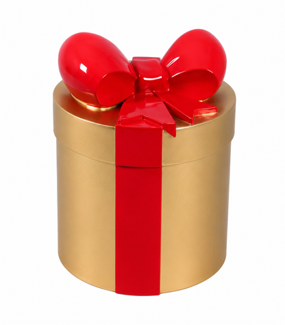 22" Round Gift Box Resin Display - Gold — view 1