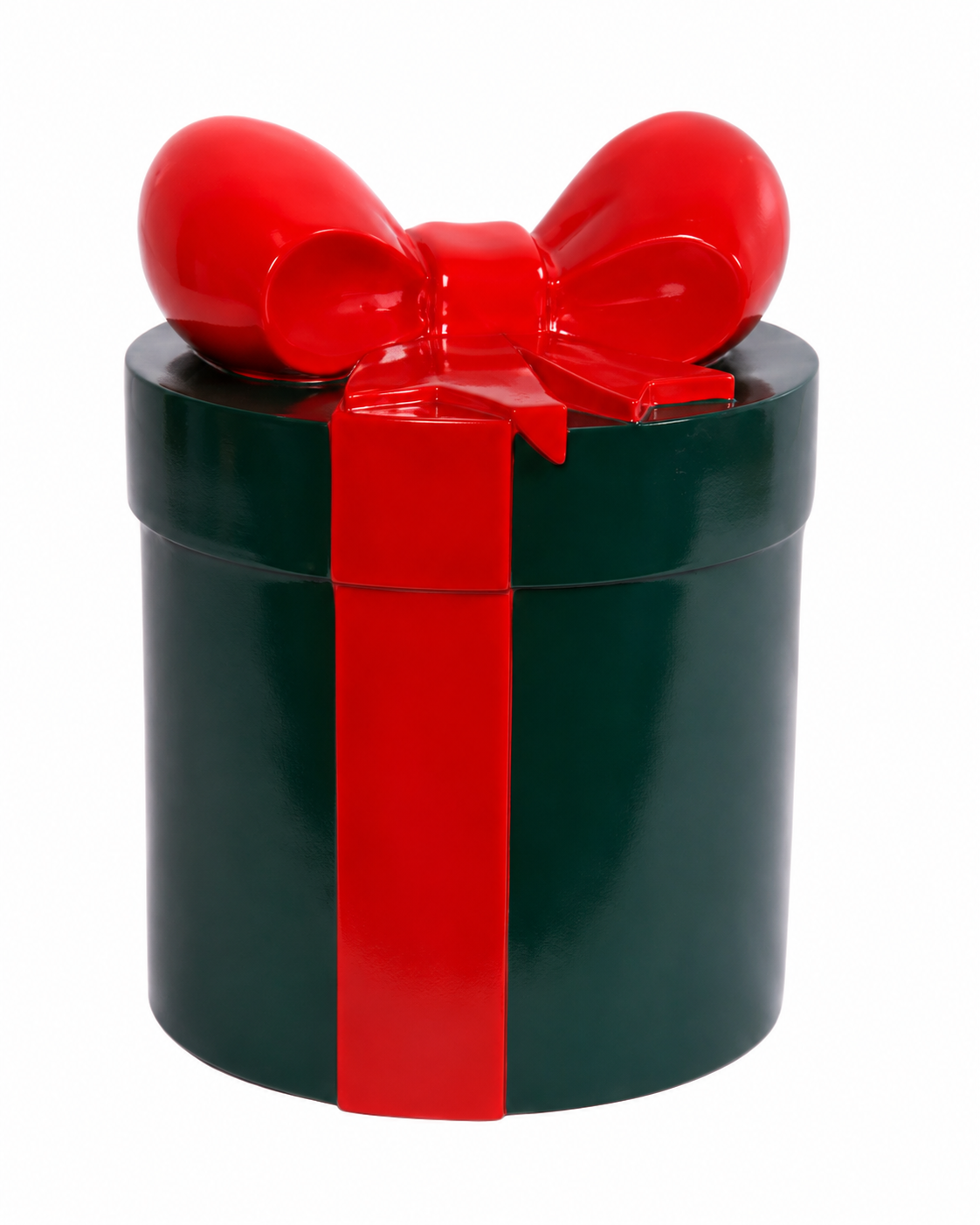 22" Round Gift Box Resin Display - Green — view 1