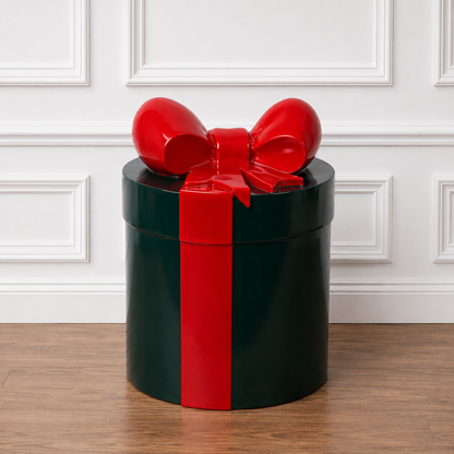 22" Round Gift Box Resin Display - Green — view 2