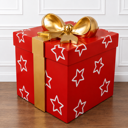 16" Square Gift Box Resin Display - Red — view 2