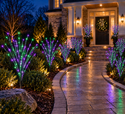 36" Green/Purple Light Burst Ground Stake - Black Frame — view 2