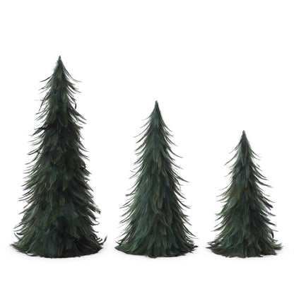 Wispy Green Feather Nesting Cone Tree Set - 14.5", 18.5" & 23.5" — view 1