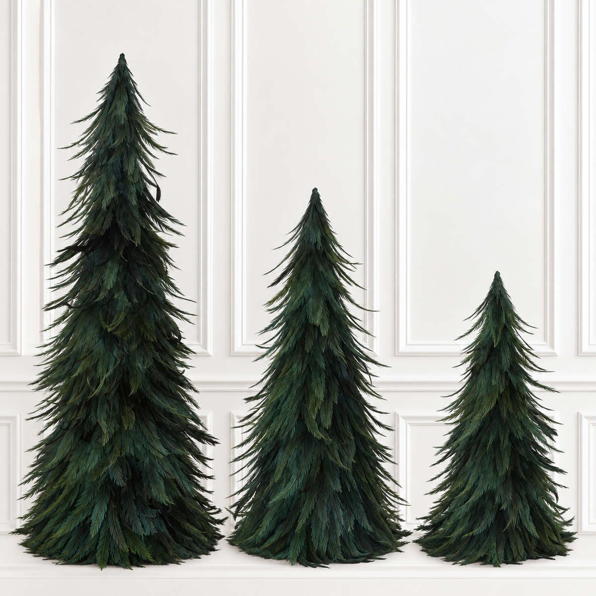 Wispy Green Feather Nesting Cone Tree Set - 14.5", 18.5" & 23.5" — view 2