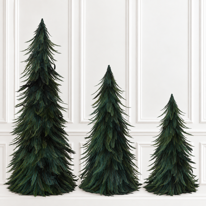 Wispy Green Feather Nesting Cone Tree Set - 14.5", 18.5" & 23.5" — view 2