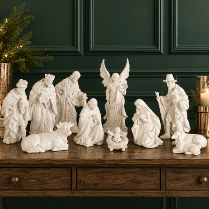 White Sugared Nativity Set - 9" - Set of 12 — view 2