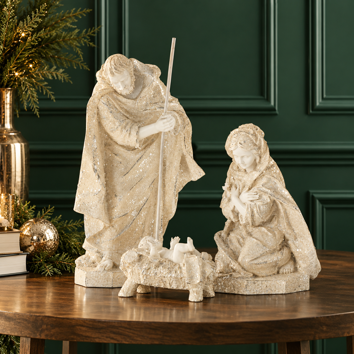 White Glitter Nativity Set - 12" - Set of 3 — view 2
