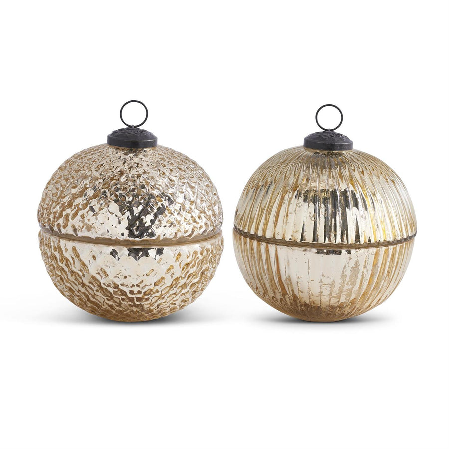 Mercury Glass Filled Ornament Candle - 5" - Gold Gold