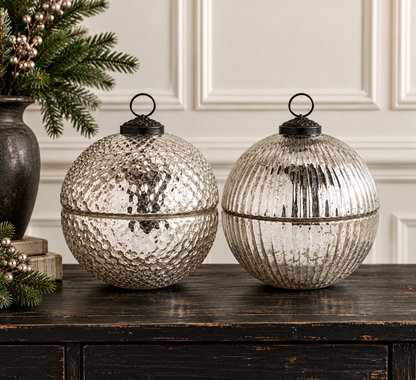 Mercury Glass Filled Ornament Candle - 7" - Silver — view 2