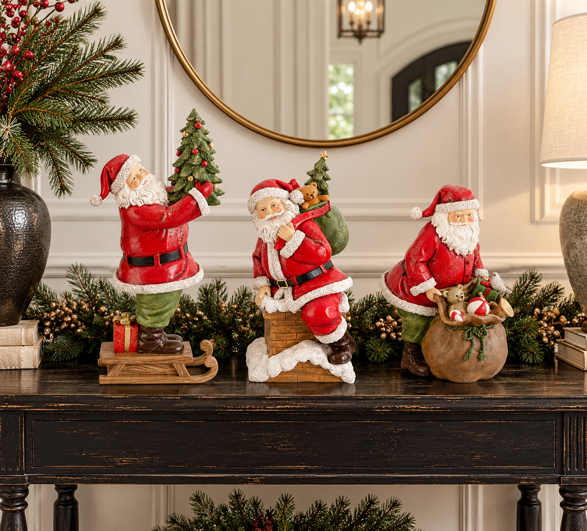 Traditional Santa Set - 7.5" to 10" - Glittered — view 2