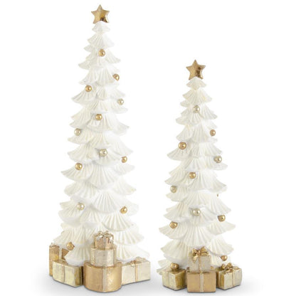 White Glitter Tree Set with Gold Package - 16.5" & 21" - Set of 2 — view 1