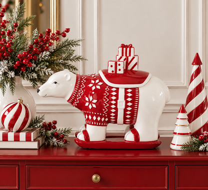 Polar Bear Container - 10" - White/Red — view 2