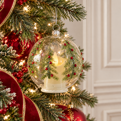 10" Hand-Painted Christmas Tree LED Glass Ornament — view 2