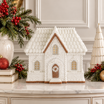 LED Gingerbread House - 110" - White Glitter — view 2