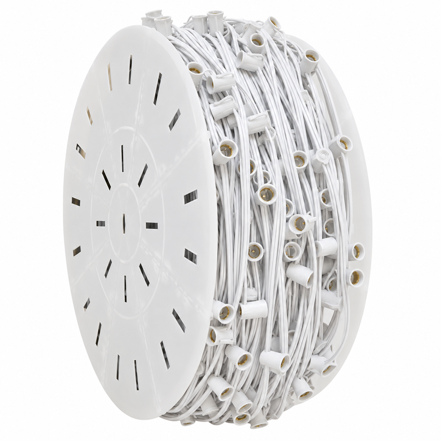 White C9 Socket Wire Roll - SPT1 - 12" Spacing - 500' 12"- 500'- White