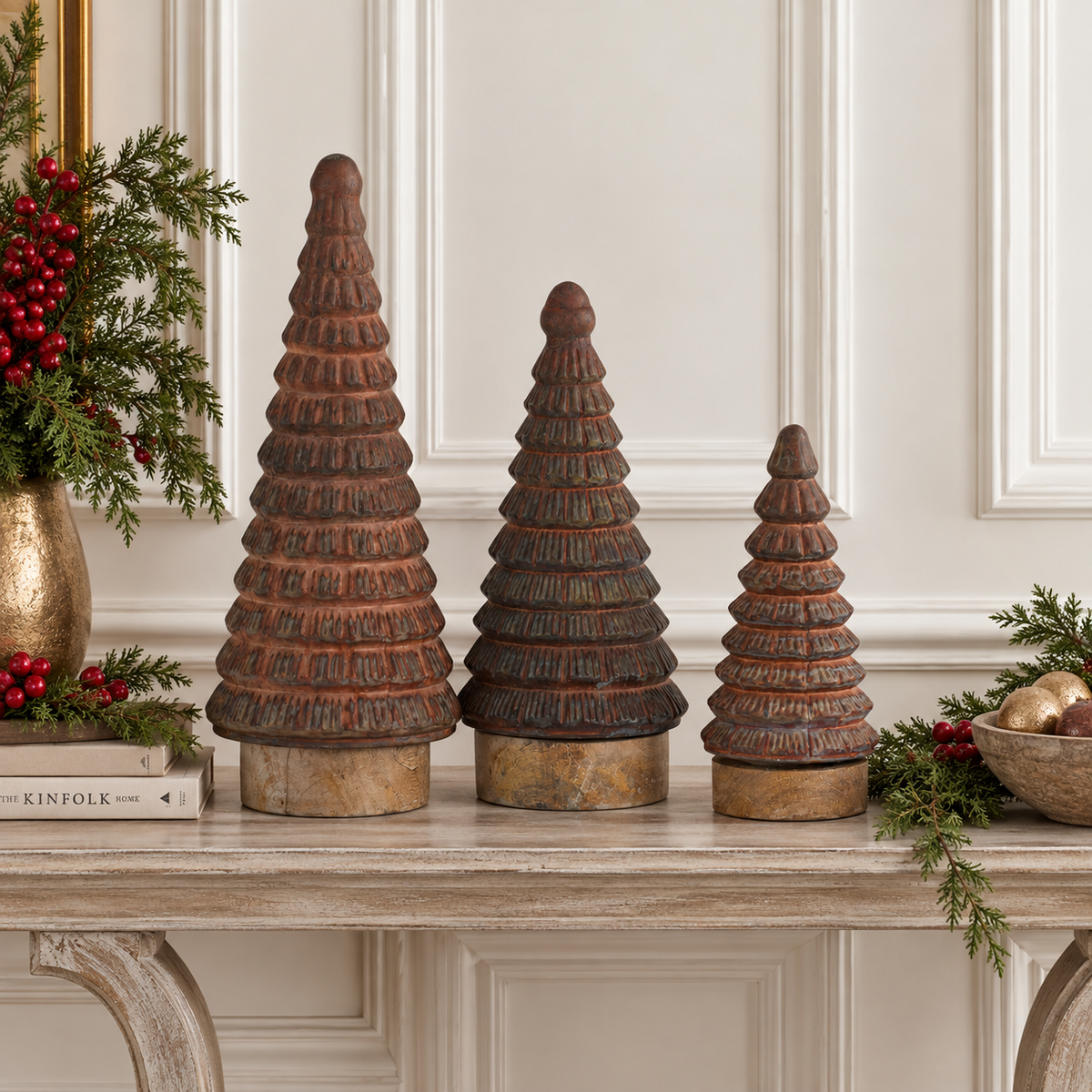 Brown Glass Christmas Tree Set - Set of 3 — view 2