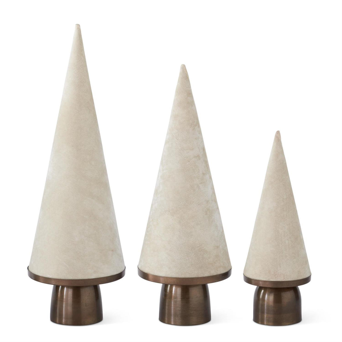 Velvet Cone Tree Set - 14.5", 19.5" & 22.5" - White - Set of 3 — view 1