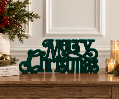 Merry Christmas Cutout - 11.5" - Green Velvet — view 2