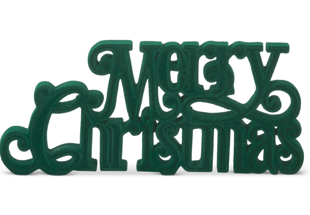 Merry Christmas Cutout - 11.5" - Green Velvet — view 1