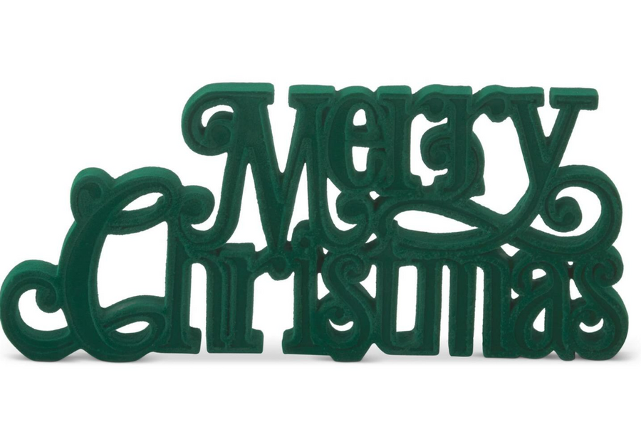 Merry Christmas Cutout - 11.5" - Green Velvet Green
