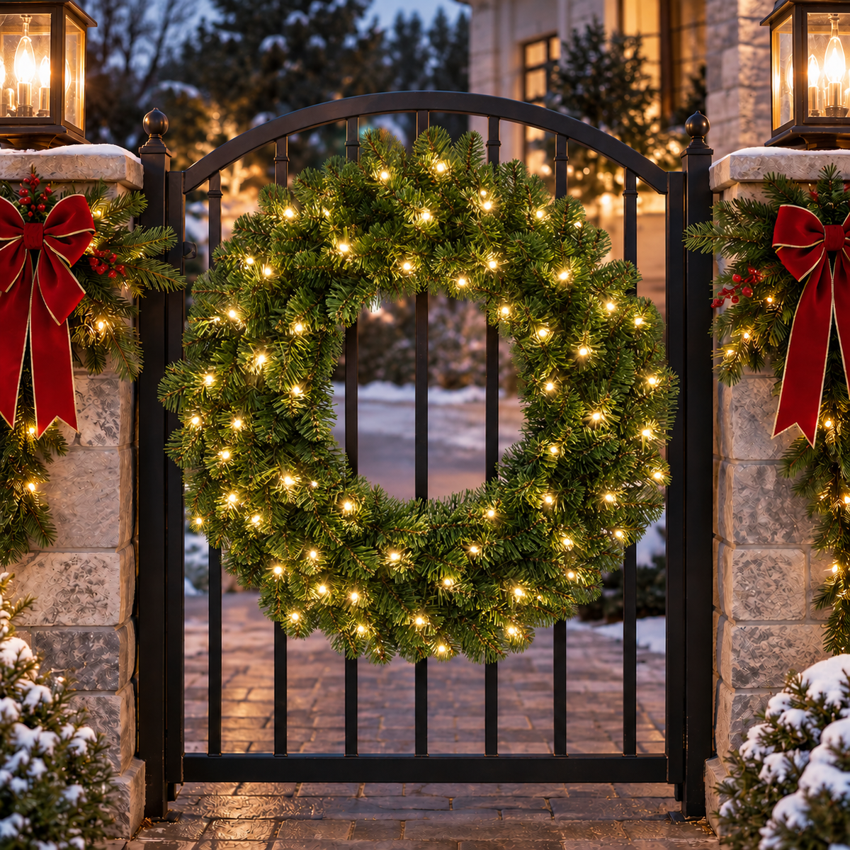 36" Warm White Split Deluxe Sequoia Fir Wreath — view 2