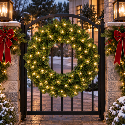 36" Warm White Split Deluxe Sequoia Fir Wreath — view 2