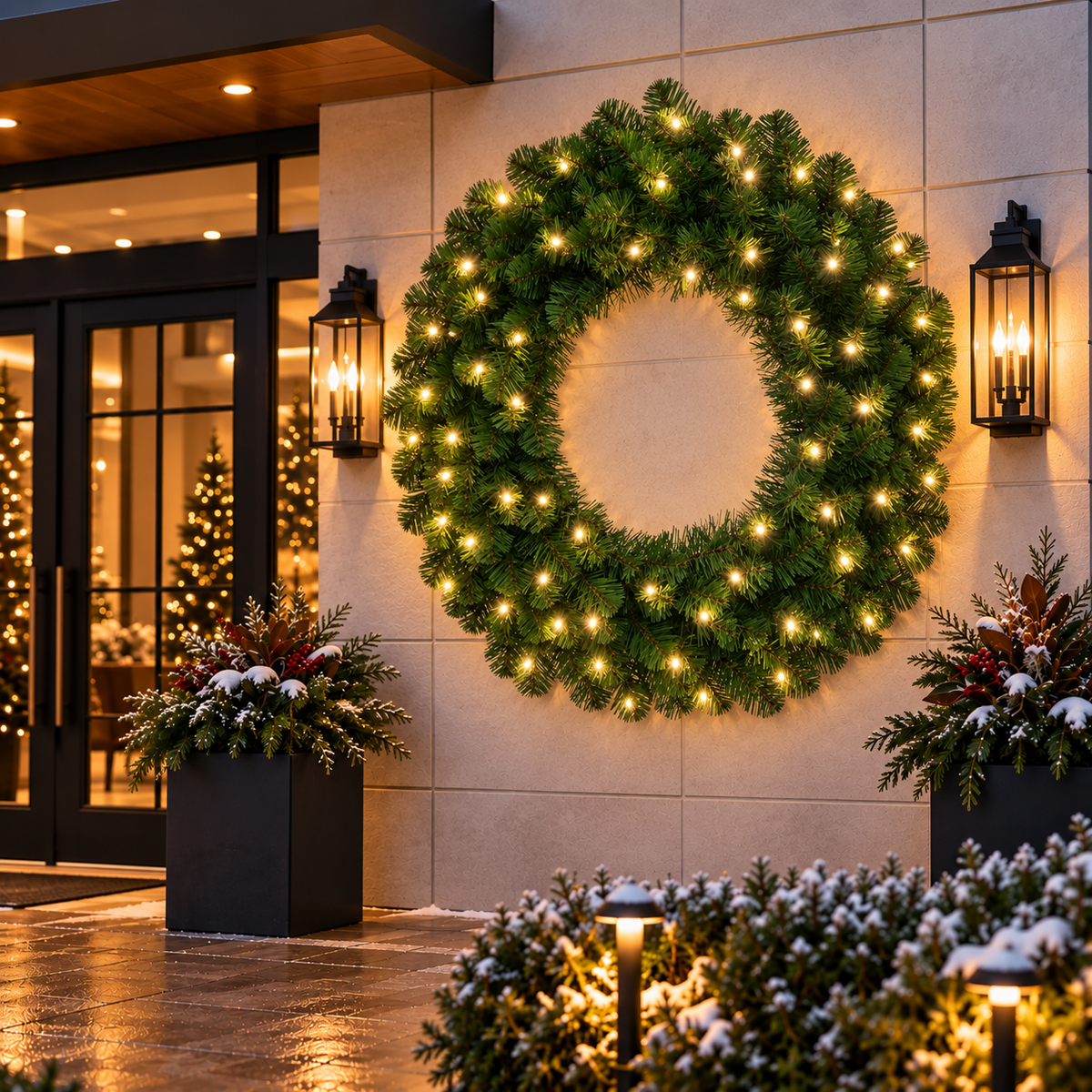72" Warm White Large Deluxe Sequoia Fir Wreath — view 2