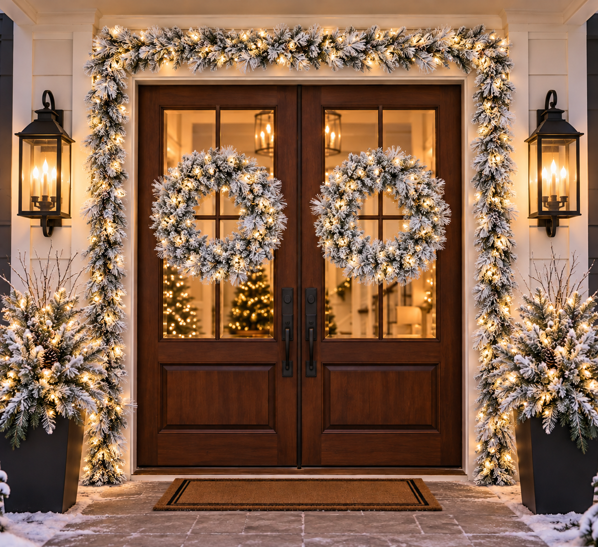 30" Prelit Warm White Flocked Jackson Wreath — view 2