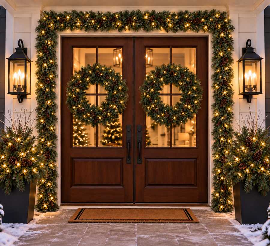 Mixed Noble Wreath - Battery Operated - Warm White Wreath – 24in to 30in