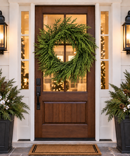 24" Unlit Natural Touch Forest Norfolk Pine Wreath — view 2