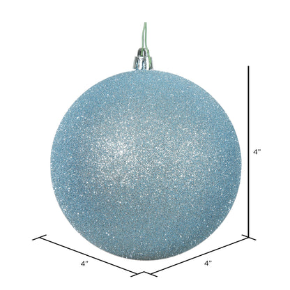4" Shatterproof Ball Ornament - Baby Blue - Glitter - Bag of 6 — view 3