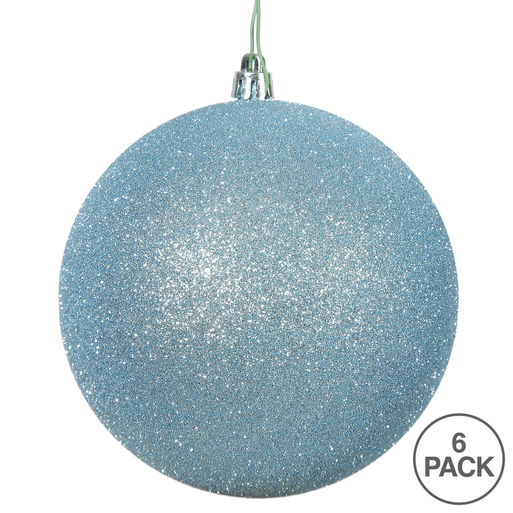 4" Shatterproof Ball Ornament - Baby Blue - Glitter - Bag of 6 — view 4