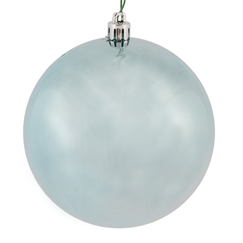 4" Shatterproof Ball Ornament - Baby Blue - Shiny - UV Treated - Bag of 6 — view 1