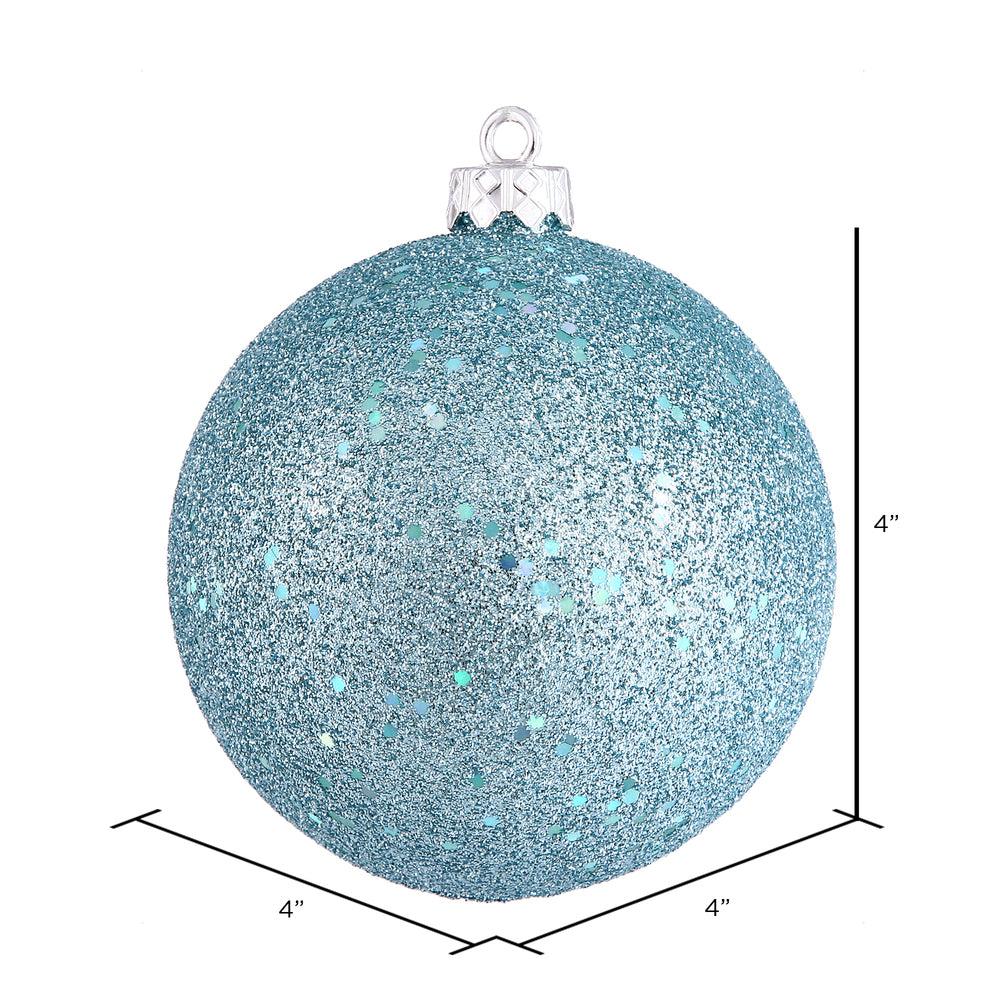 4" Shatterproof Ball Ornament - Baby Blue - Sequin - Bag of 6 — view 3