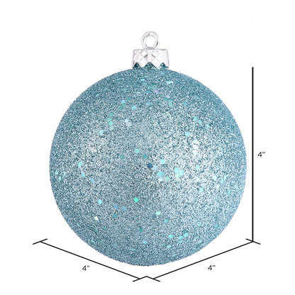 4" Shatterproof Ball Ornament - Baby Blue - Sequin - Bag of 6 — view 3
