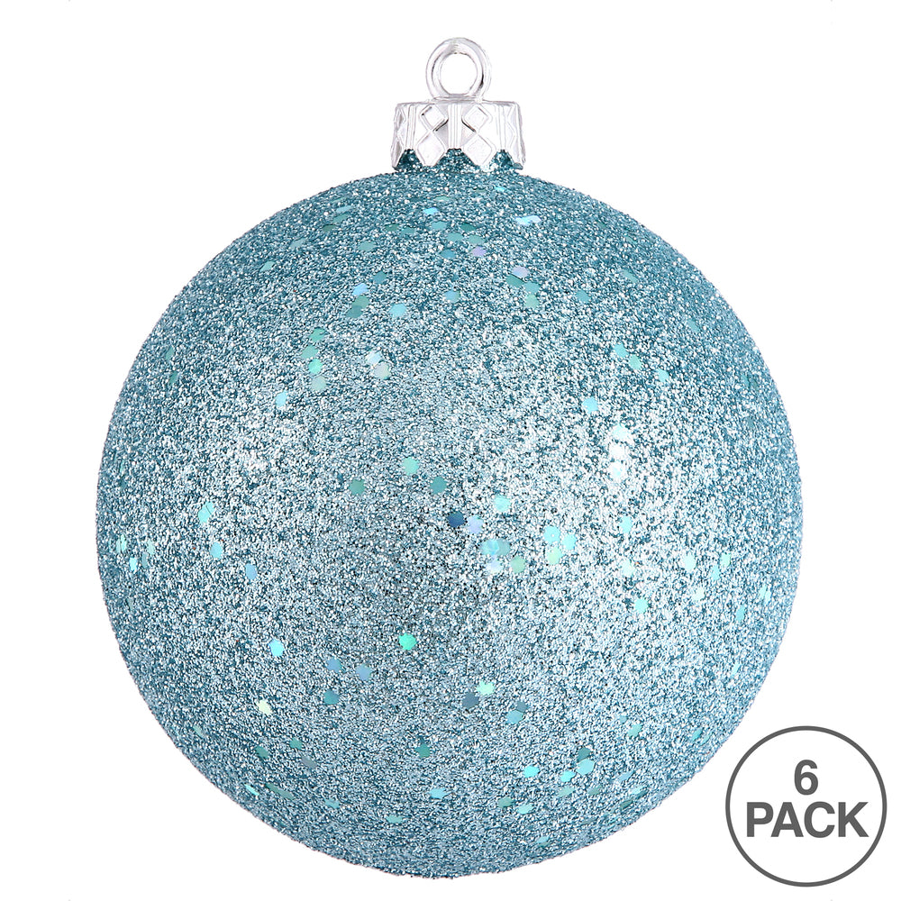 4" Shatterproof Ball Ornament - Baby Blue - Sequin - Bag of 6 — view 4