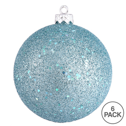 4" Shatterproof Ball Ornament - Baby Blue - Sequin - Bag of 6 — view 4