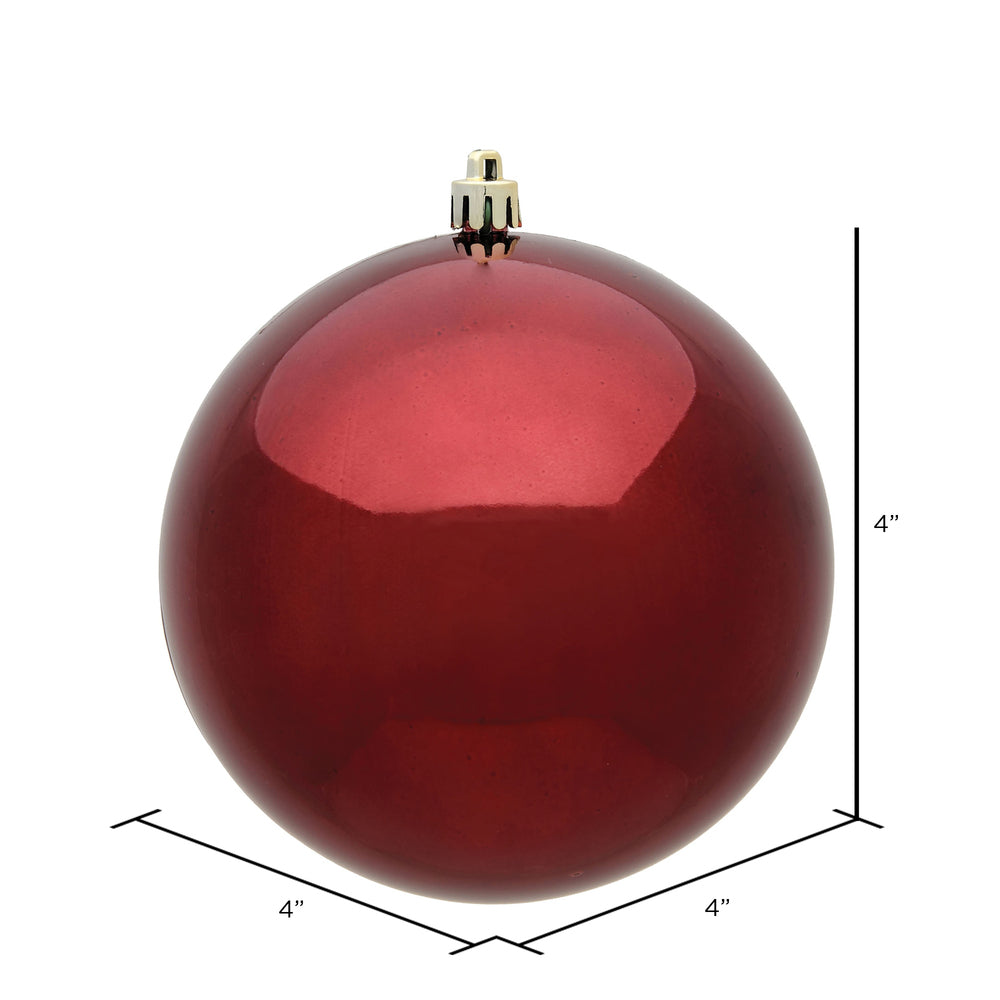 4" Shatterproof Ball Ornament - Burgundy - Shiny - UV Treated - Bag of 6 — view 3